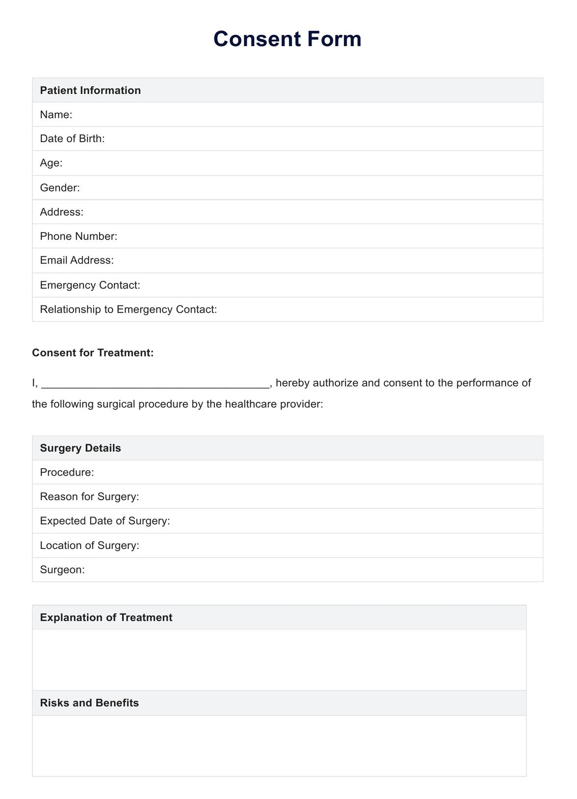 Consent Form Template Example Free PDF Download Consent Form Template Example Free PDF Download