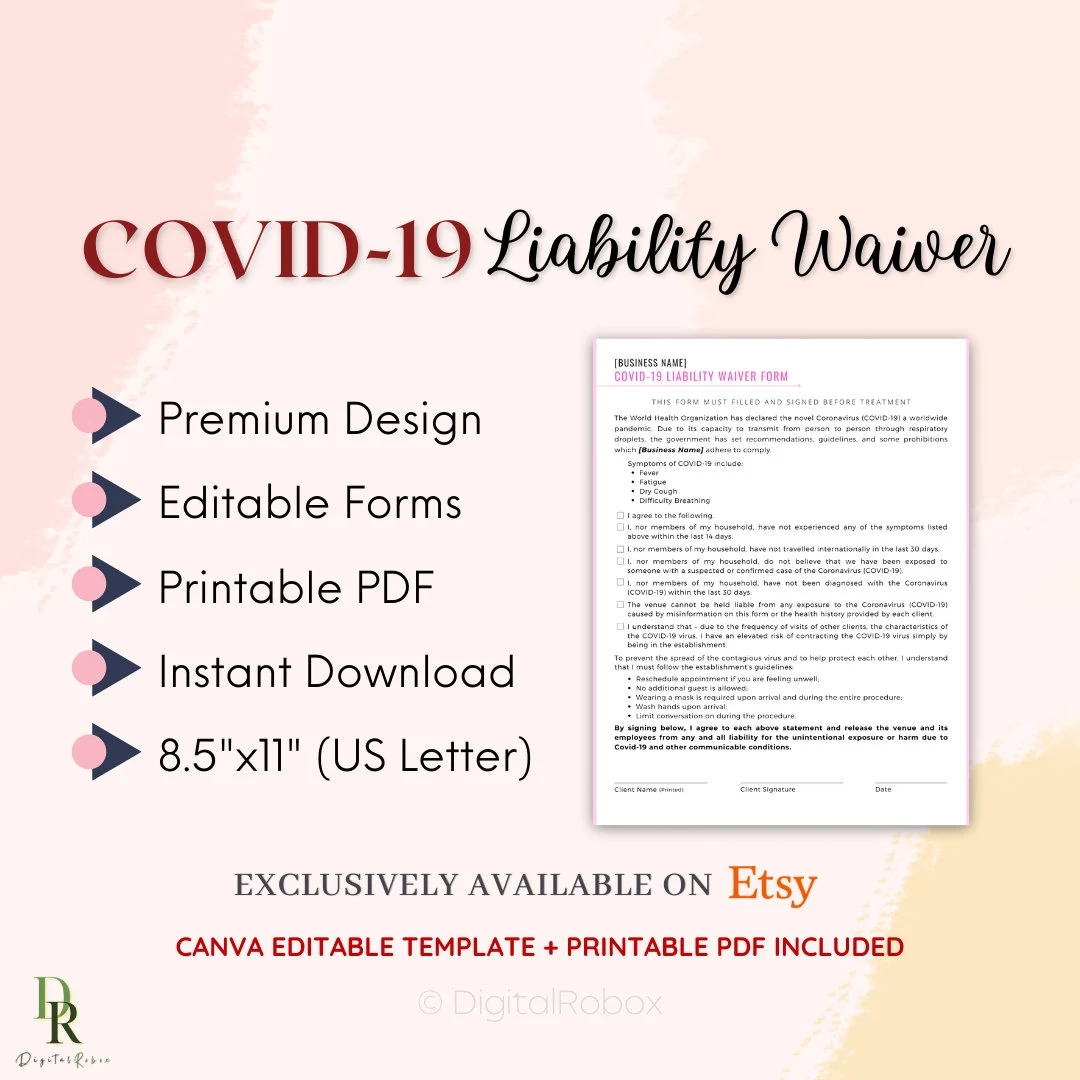 Covid Waiver Forms Etsy