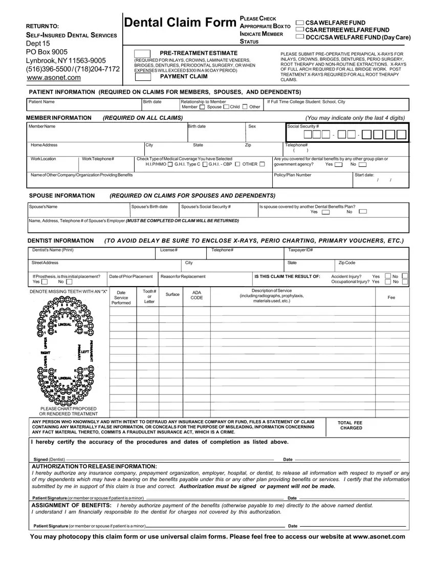 Printable Dental Insurance Verification Form
