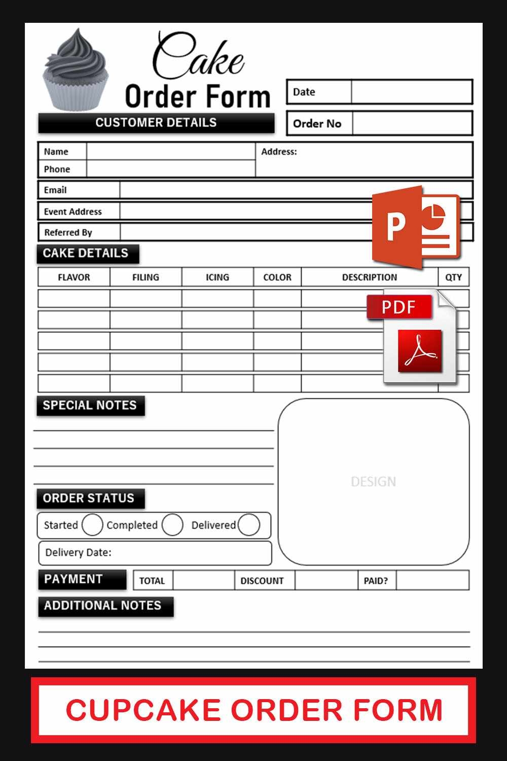 Printable Cake Order Form