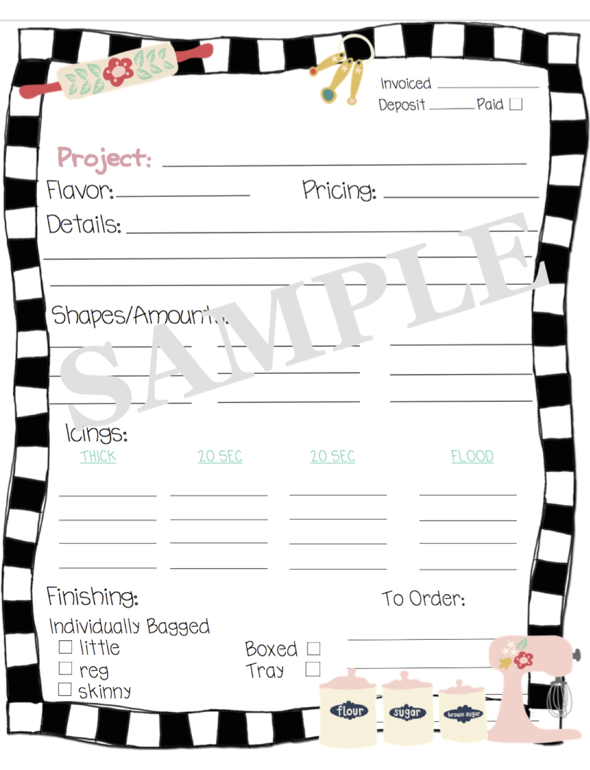 Custom Cookie Order Forms And Binder Covers Set