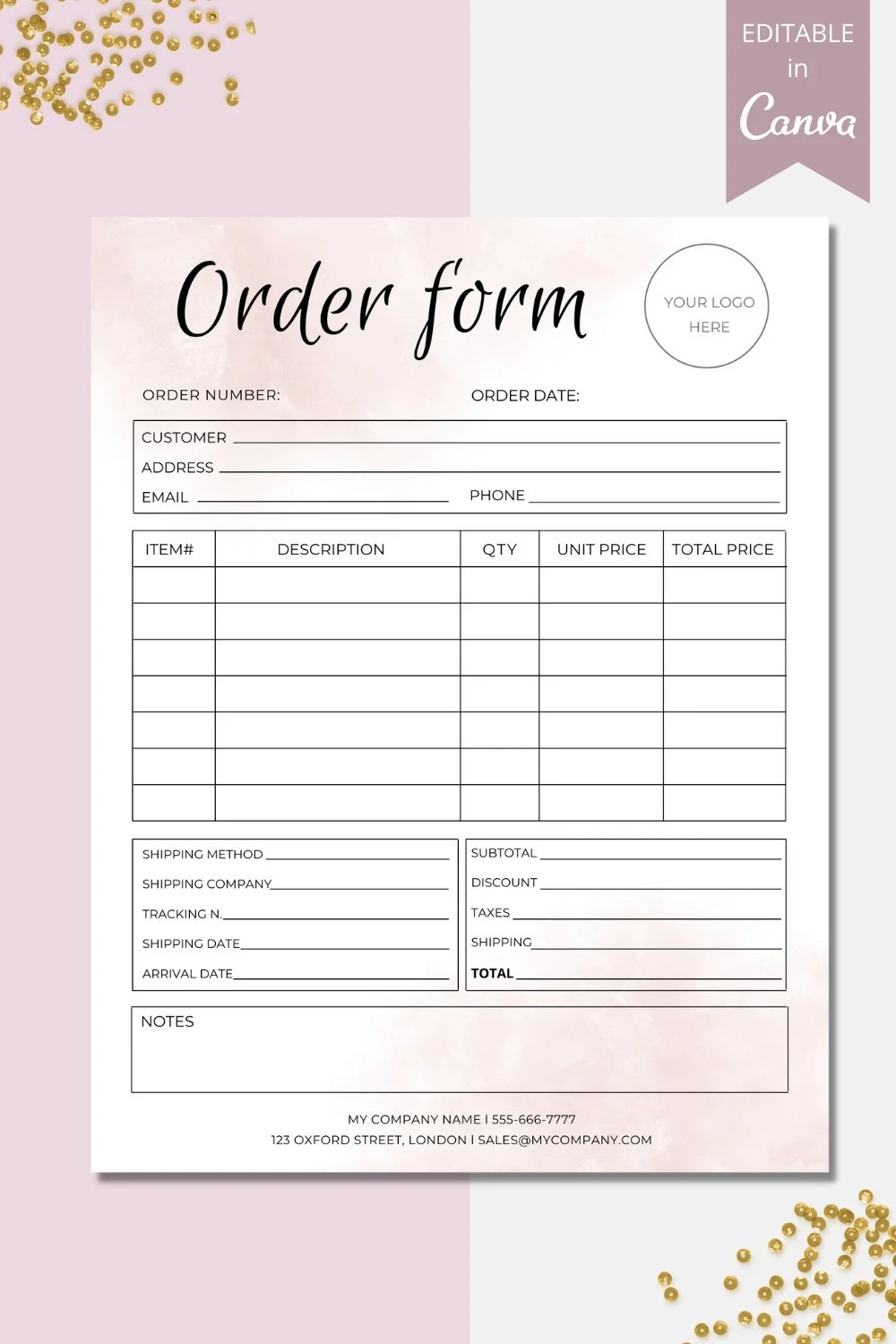 Custom Order Form Template Small Business Order Form Printable Sales Order Forms Canva Template Instant Digital Download DTP 004 Etsy