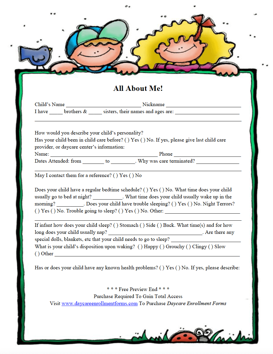 Printable Daycare Forms