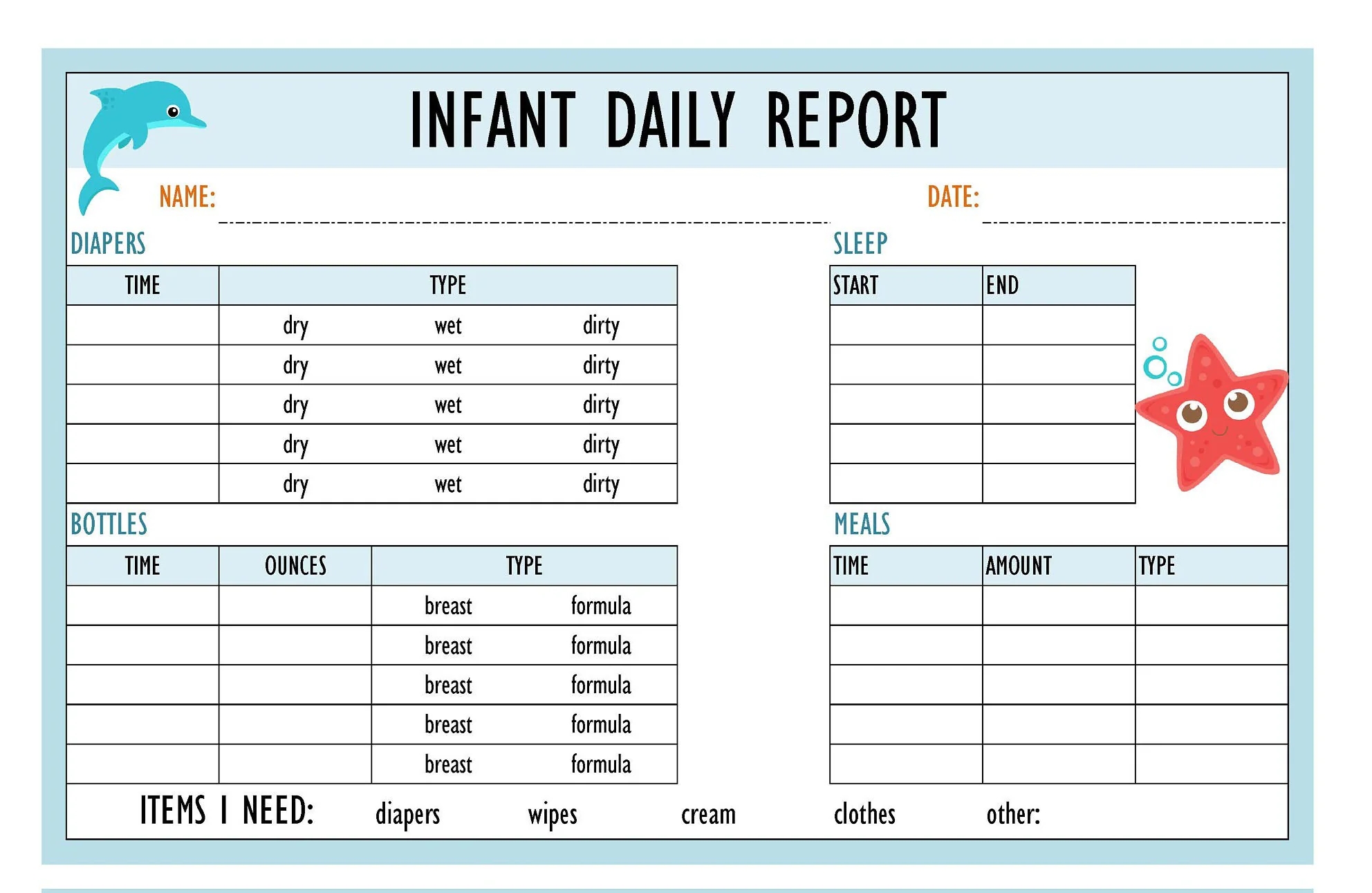 Daycare Paperwork Baby Daily Log Babysitter Report Childcare Log Daily Report Nanny Report Instant PDF Download Cute Sea Theme Etsy Daycare Paperwork Baby Daily Log Babysitter Report Childcare Log Daily Report Nanny Report Instant PDF Download Cute Sea Theme Etsy