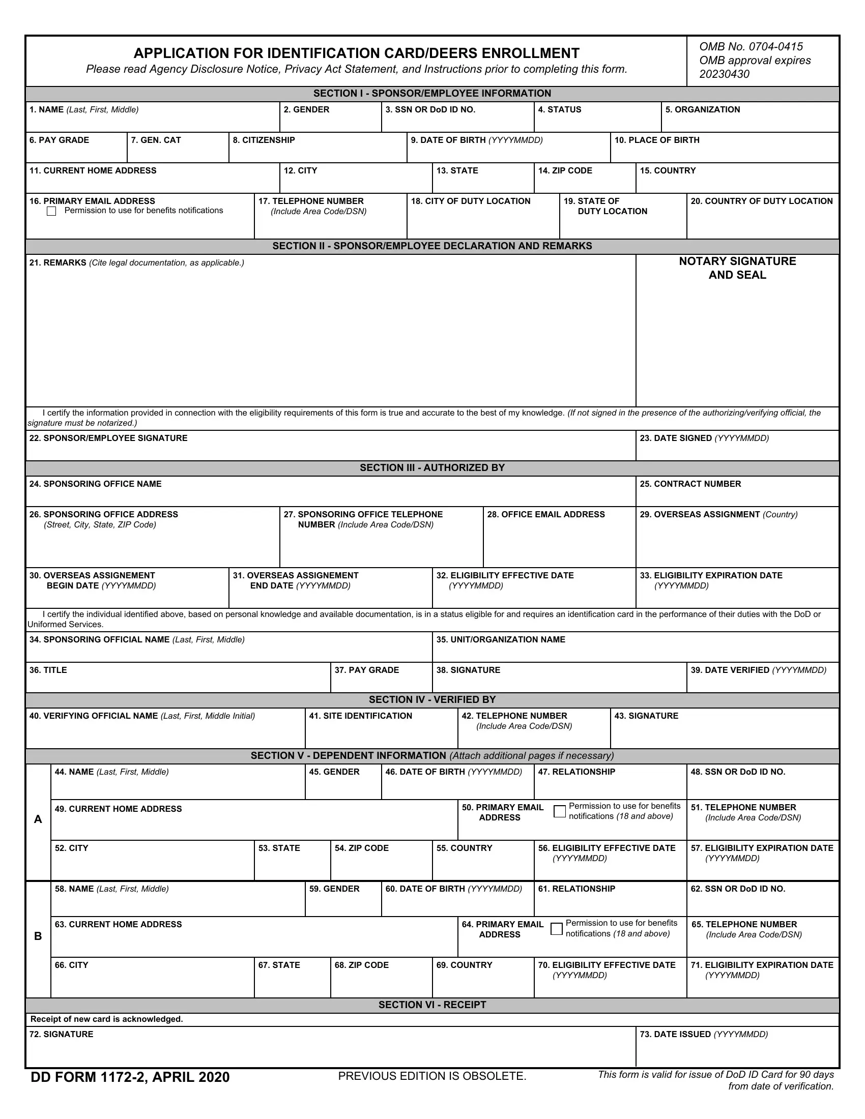 Dd 1172 2 Form Fill Out Printable PDF Forms Online