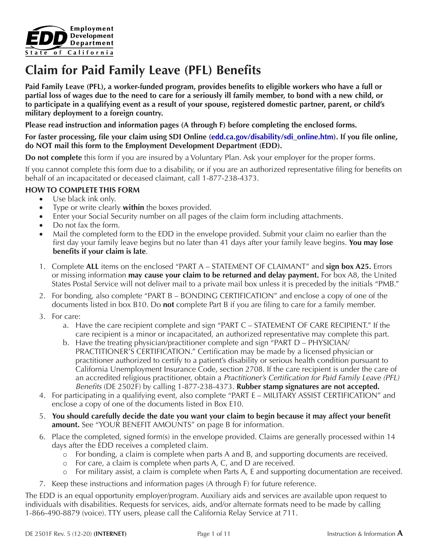 De 2501F Form Fill Out Printable PDF Forms Online