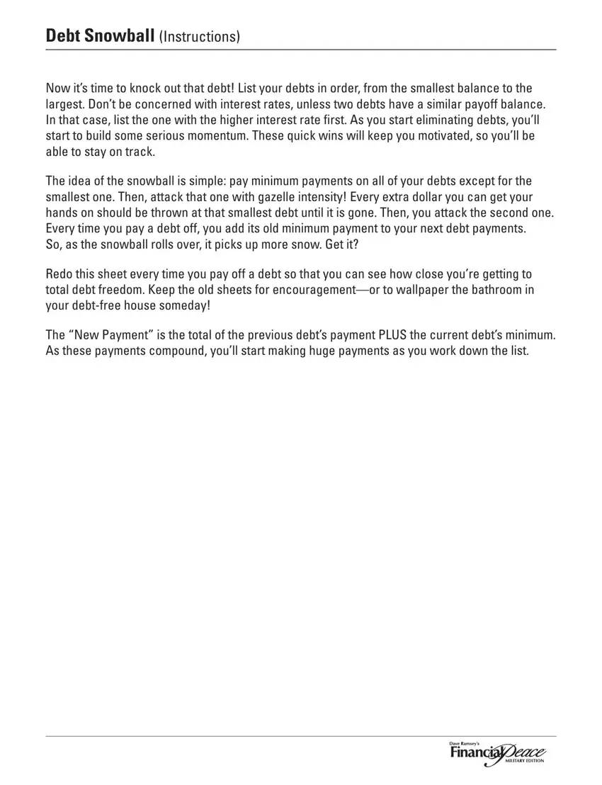 Dave Ramsey Debt Snowball Form Printable