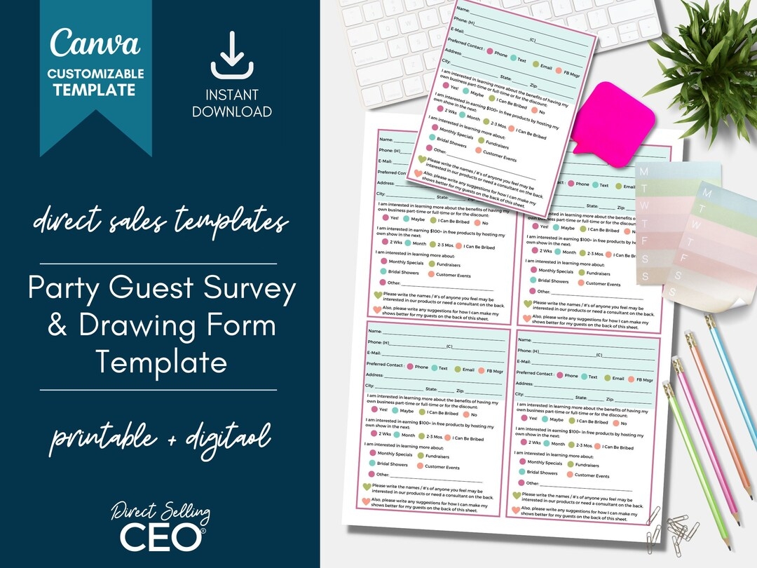 Direct Sales Party Guest Survey Printable Customer Lead Form Party Guest Survey Template Party Templates Facebook Party Brights Etsy Direct Sales Party Guest Survey Printable Customer Lead Form Party Guest Survey Template Party Templates Facebook Party Brights Etsy