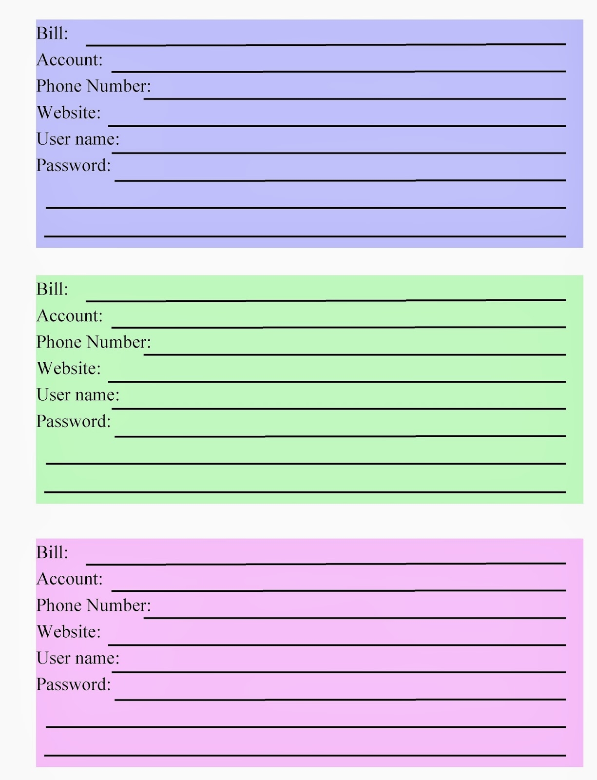 Free Printable Home Organization Forms