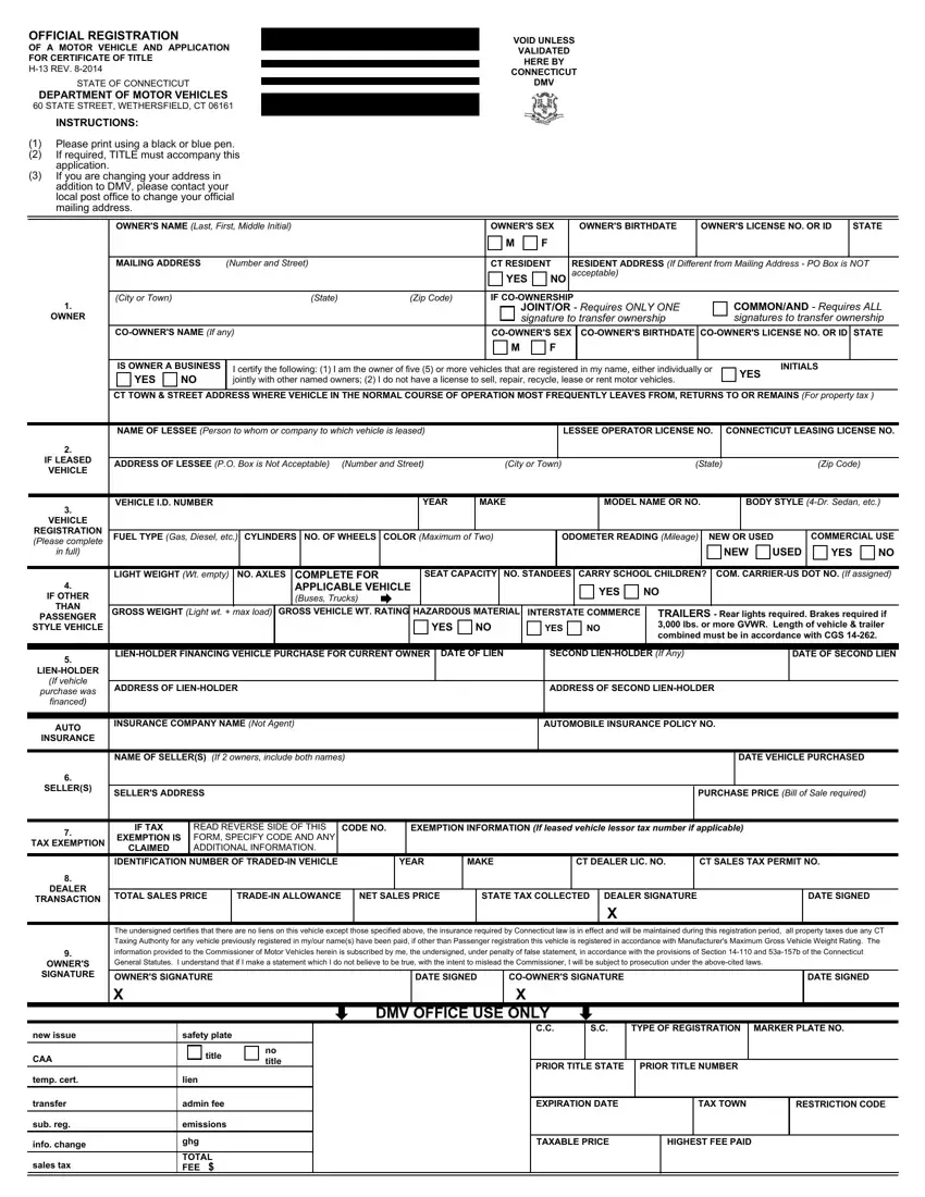 Dmv Form H 13 Fill Out Printable PDF Forms Online