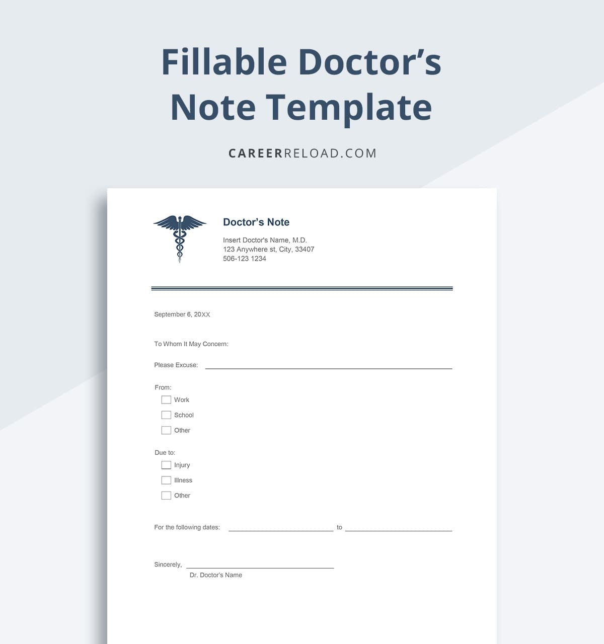 Printable Doctors Excuse Form