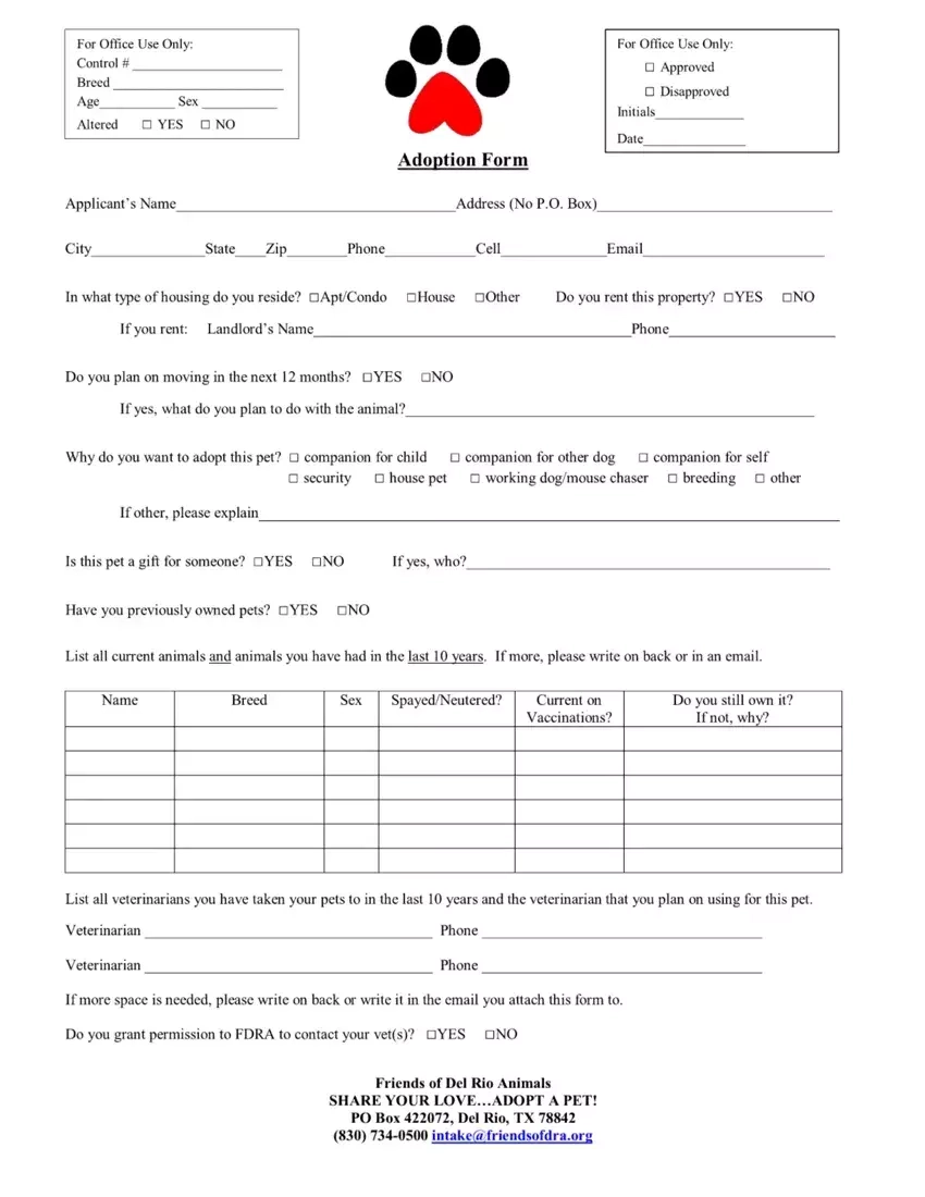 Dog Adoption Application Fill Out Printable PDF Forms Online