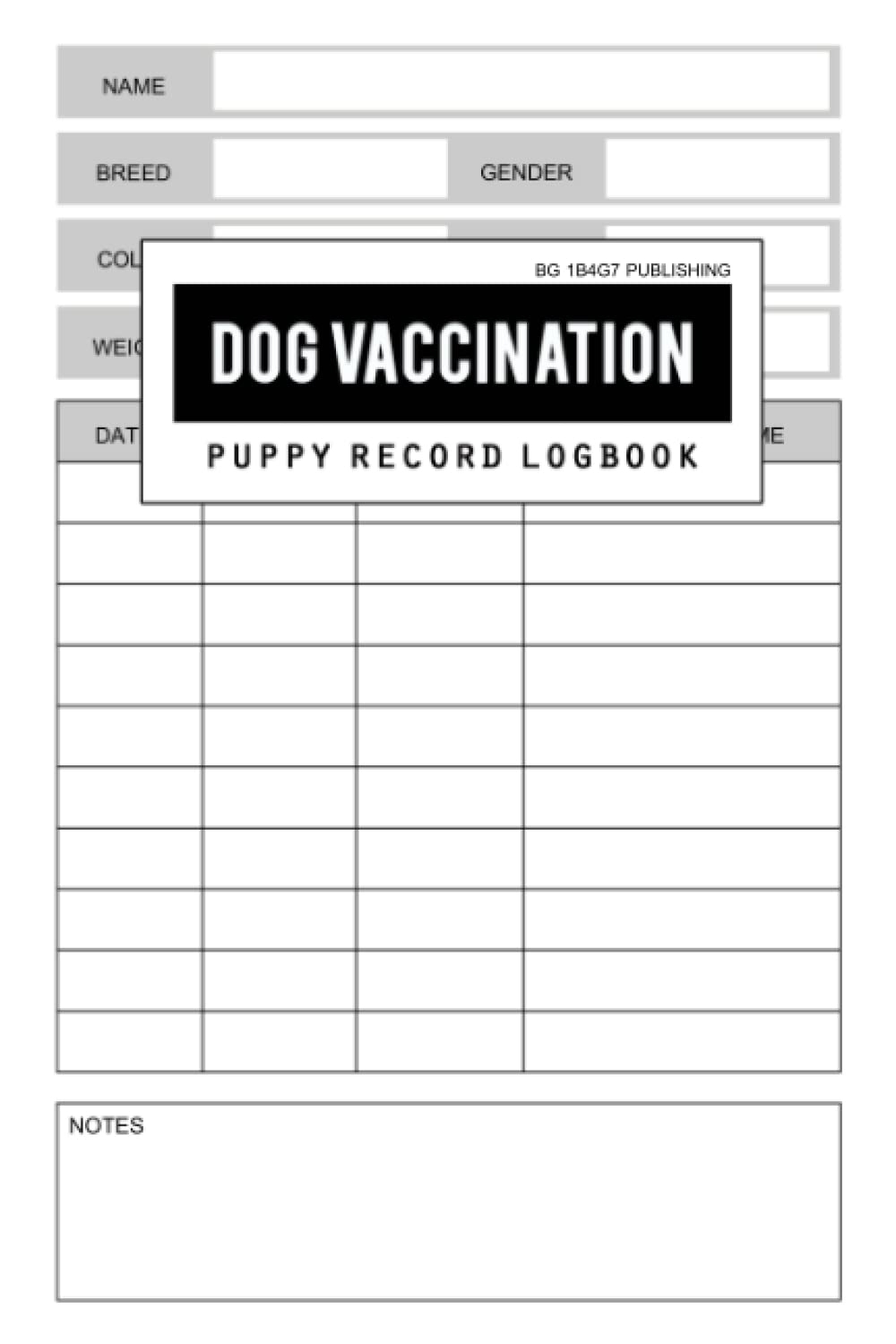 Dog Vaccination Record Log Book Puppy Vaccinations Schedule Or Dog Immunization Log Pet Health Records Puppies Medical Health Book Dog Immunization Record Book Publishing BG 1B4G7 Amazon Books