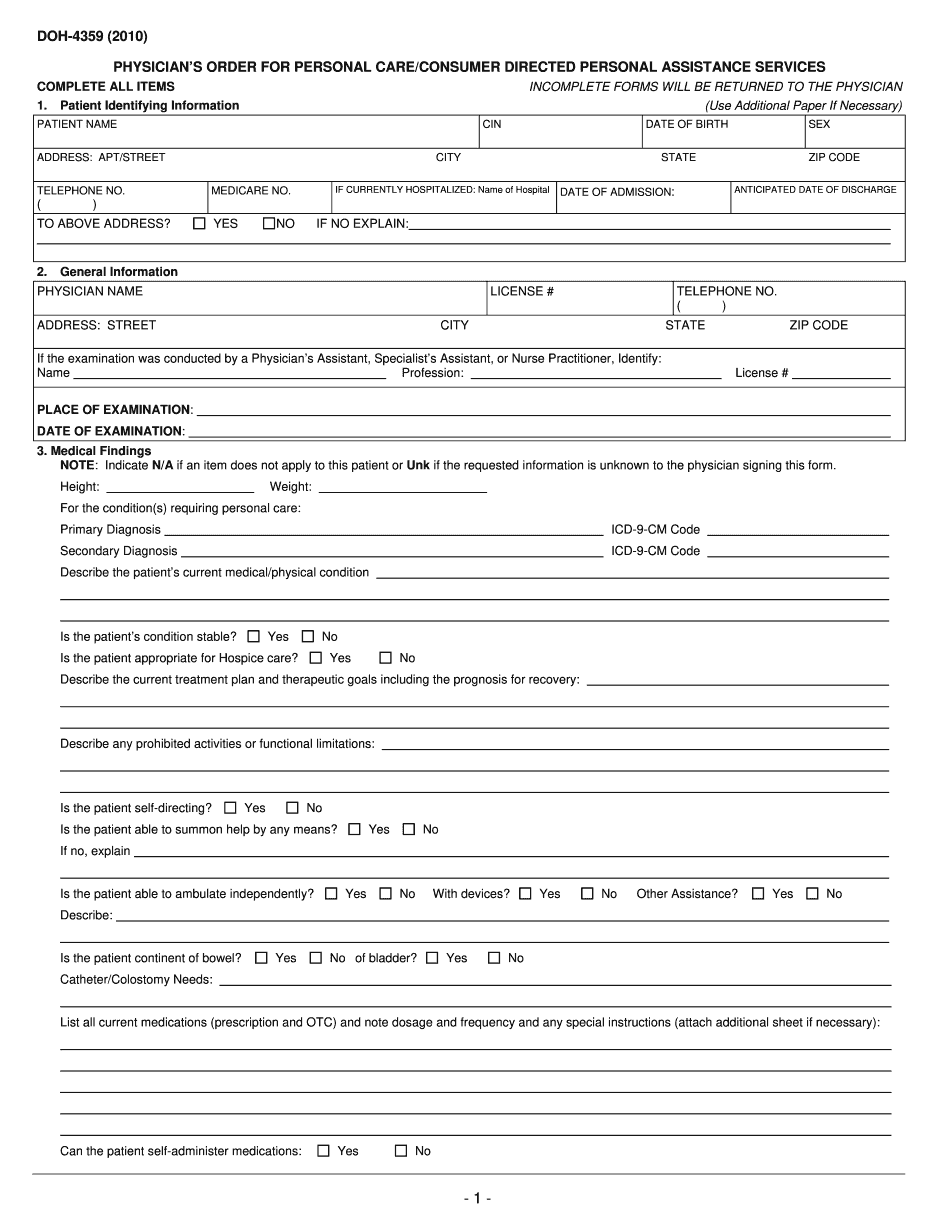 Doh 4359 Fill Online Printable Fillable Blank