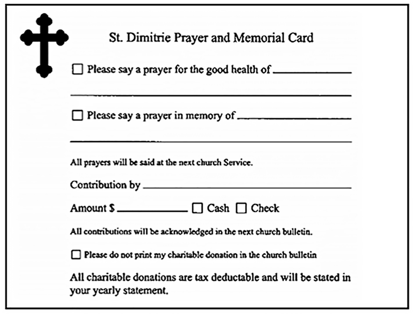Printable Prayer Request Form