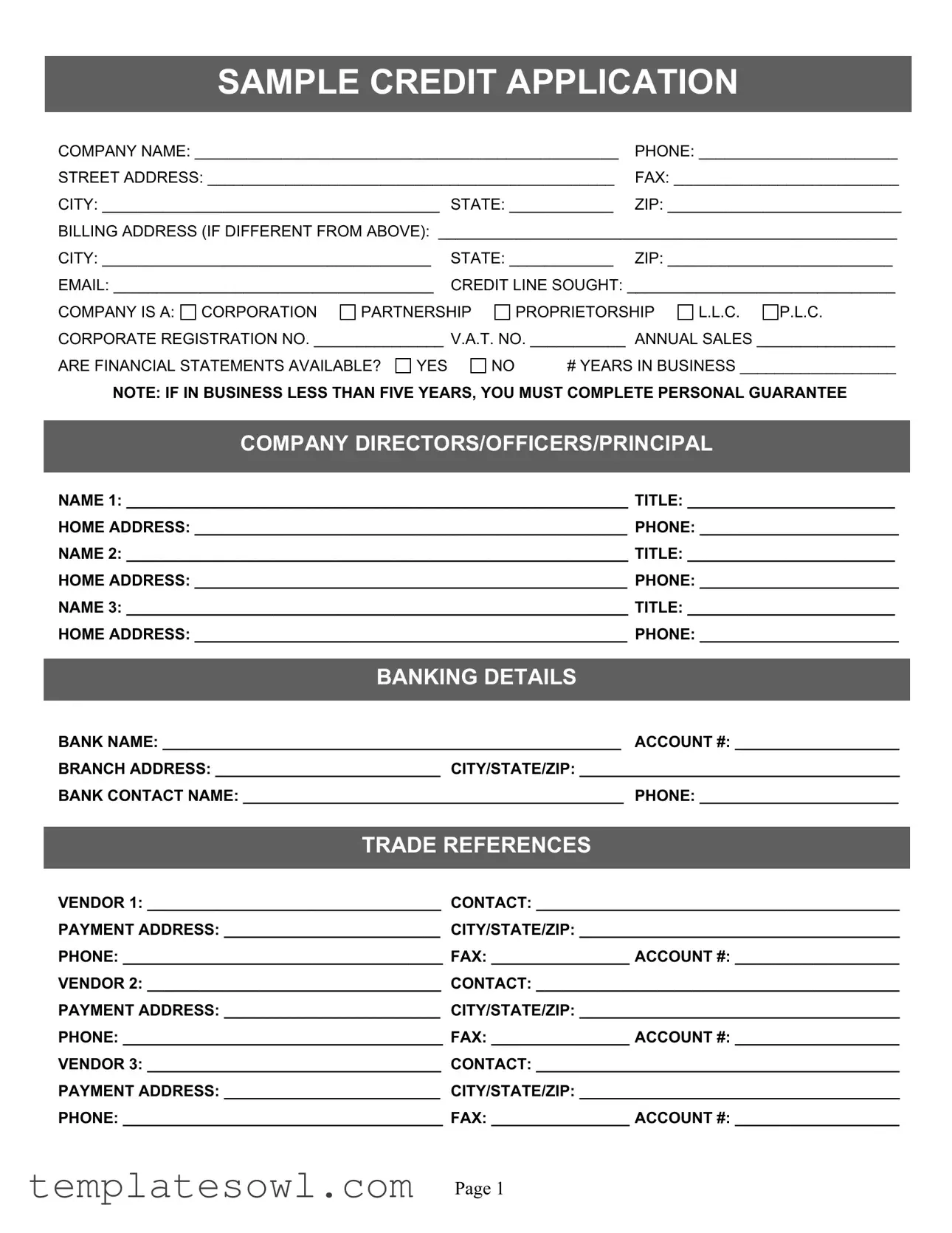 Download Credit Application Form TemplatesOwl