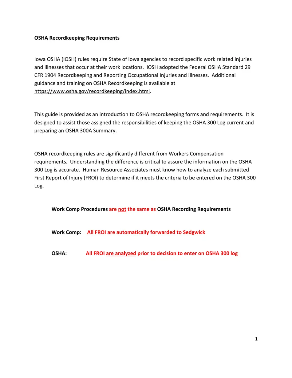 Osha 300a Form Printable
