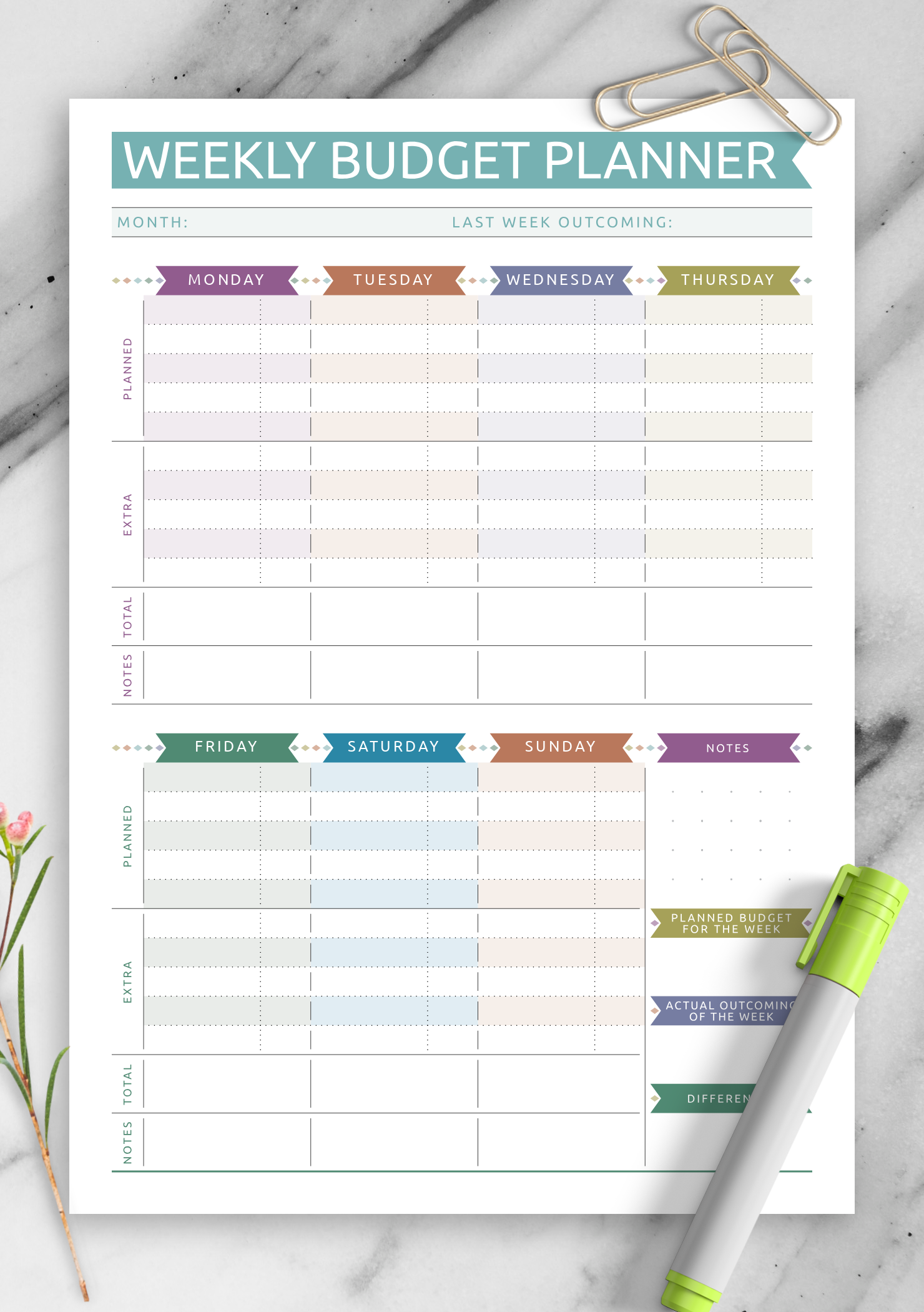 Download Printable Weekly Budget Casual Style PDF Download Printable Weekly Budget Casual Style PDF