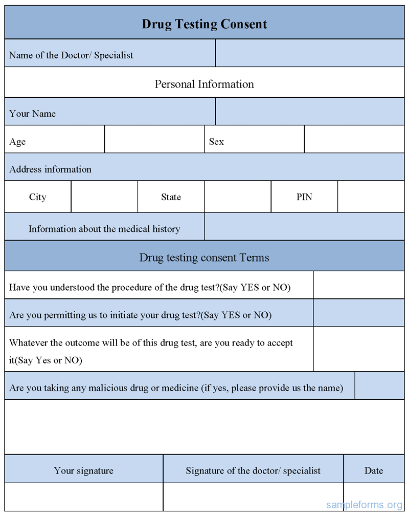 Drug Test Form Free Printable Documents