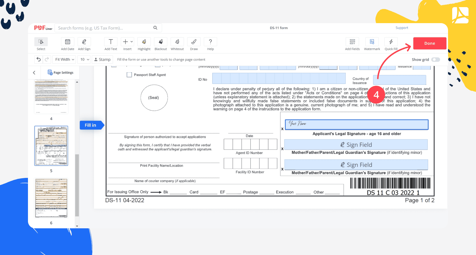 DS 11 Form 2023 Application For New U S Passport PDFLiner