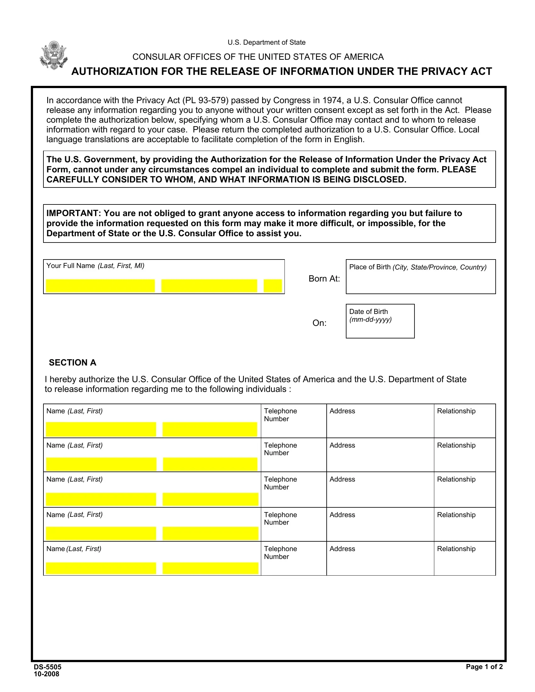 Ds 5505 Form Fill Out Printable PDF Forms Online
