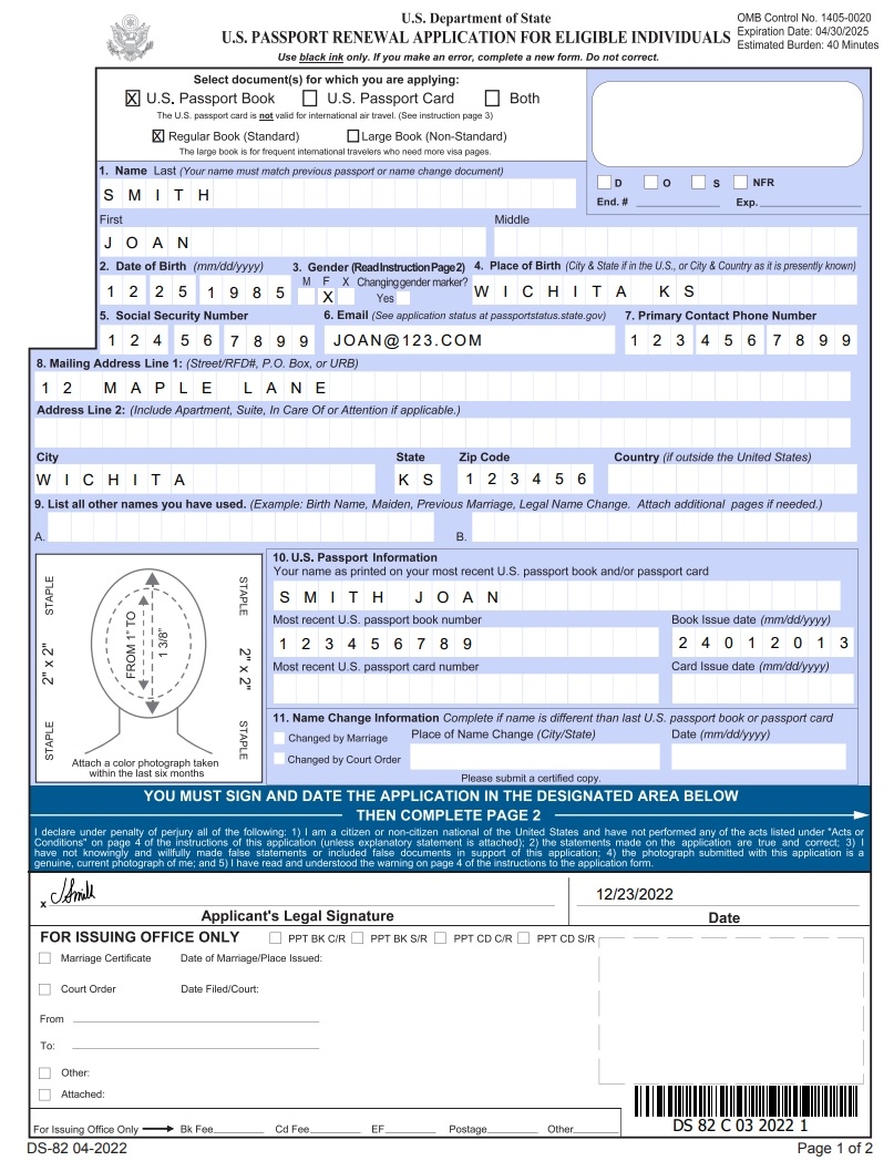 DS 82 Passport Renewal Form How To Fill It Out Examples DS 82 Passport Renewal Form How To Fill It Out Examples