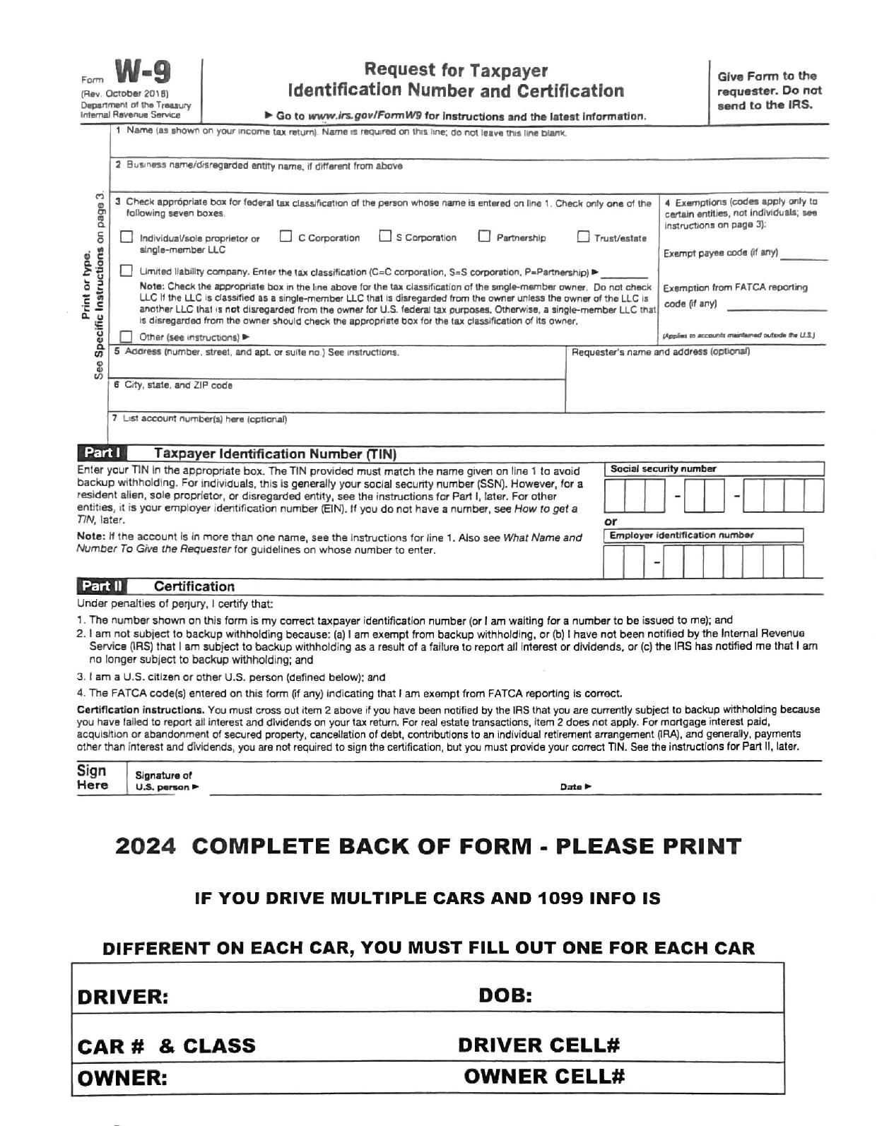 East Bay Raceway Park 1099 Form