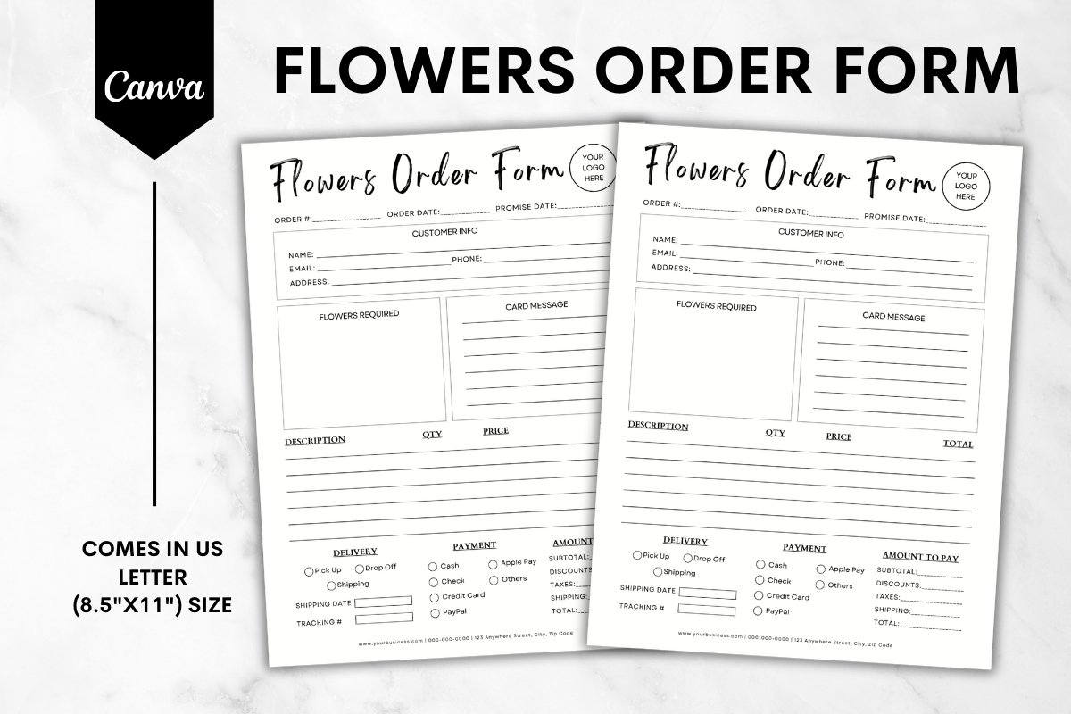 Printable Wedding Flower Order Form