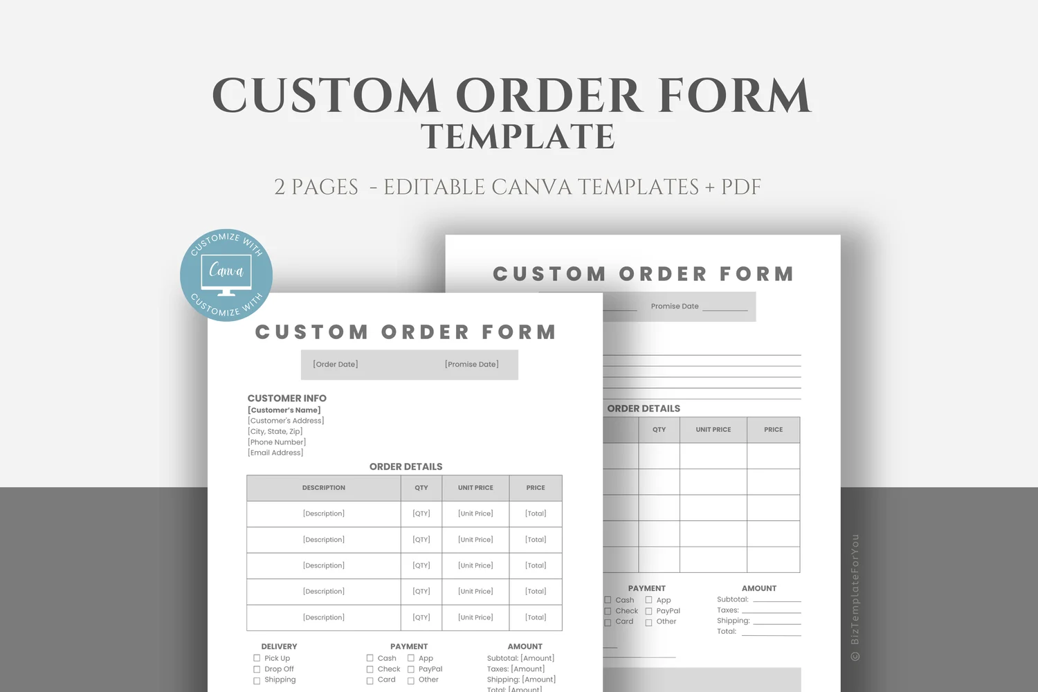 Editable Order Form Template Printable Crafters Order Form Template Small Business Order Form Business Purchase Order Template Canva Editable 4081