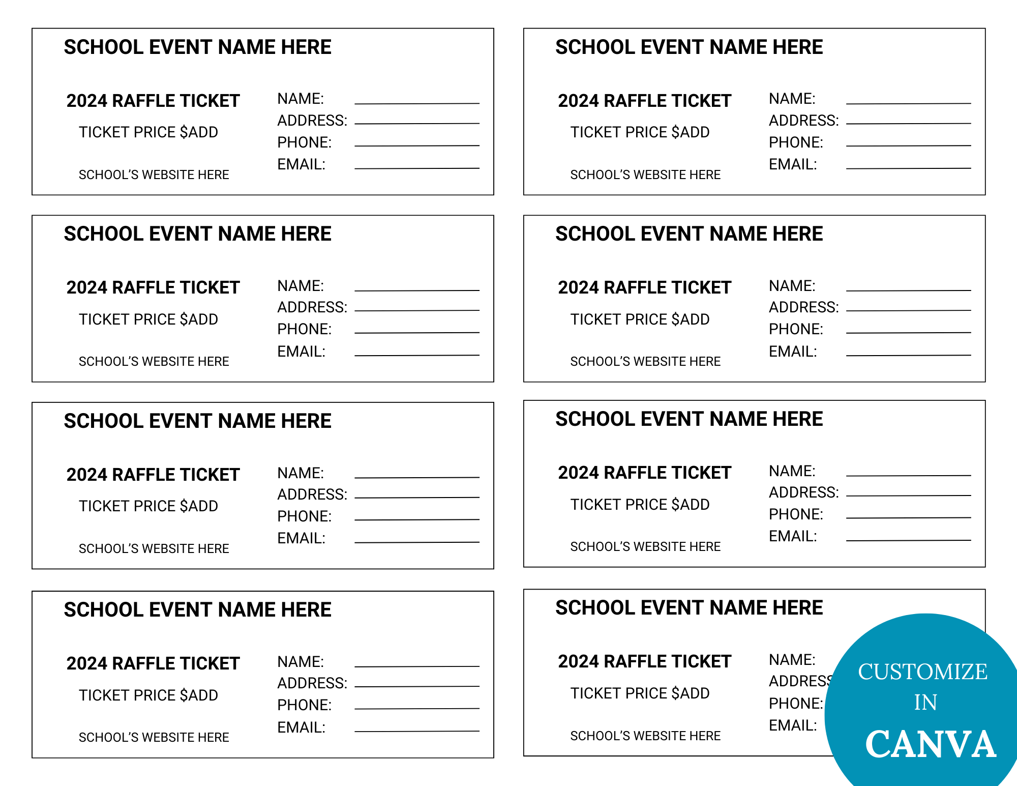 Editable School Printable Raffle Ticket Editable School Printable Raffle Ticket
