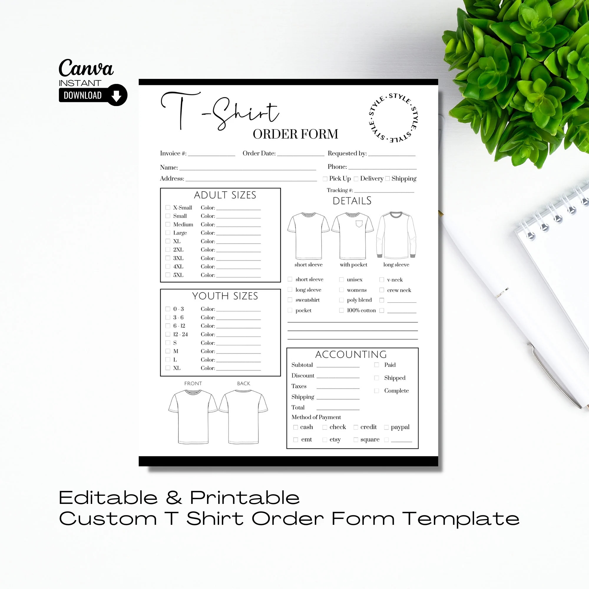 Editable T shirt Custom Order Form Printable Apparel Order Form Template T shirt Packaging Tshirt Business Invoice T Shirt Order Form Etsy Editable T shirt Custom Order Form Printable Apparel Order Form Template T shirt Packaging Tshirt Business Invoice T Shirt Order Form Etsy