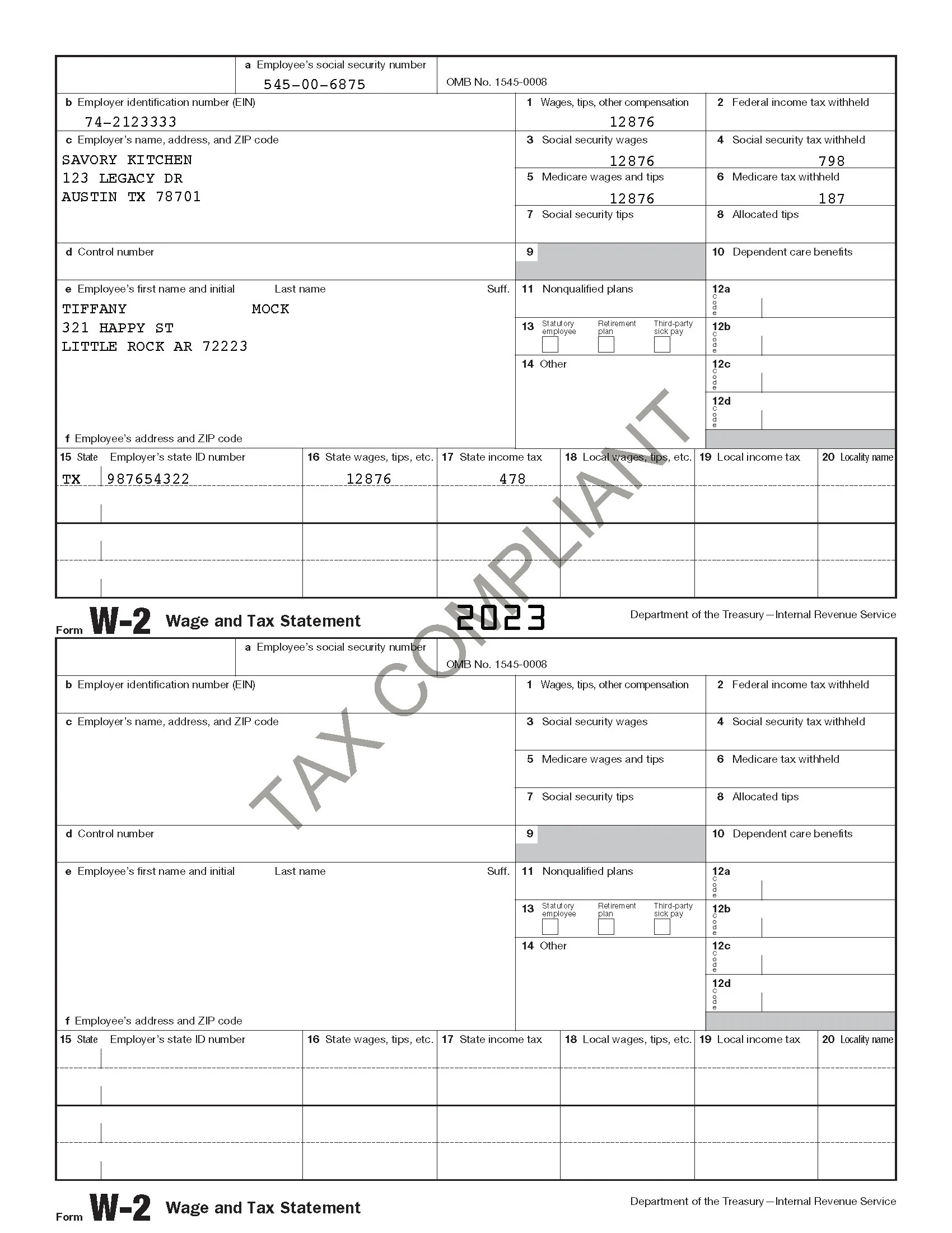 Editable W 2 Template Proof Of Income 2023 Etsy