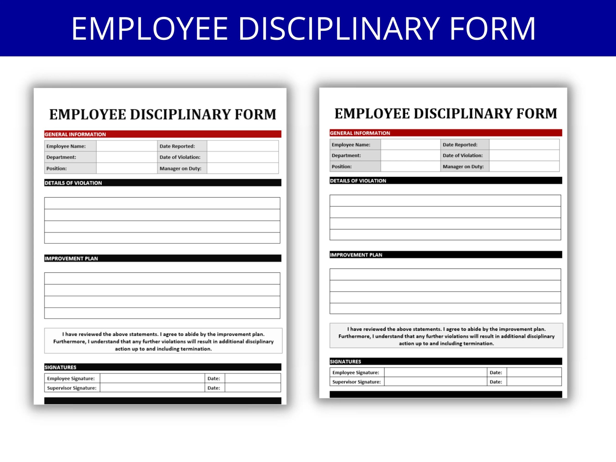 Employee Disciplinary Write Up Warning Notice Template Human Resources Templates HR Forms Editable Word Printable Form Discipline Etsy