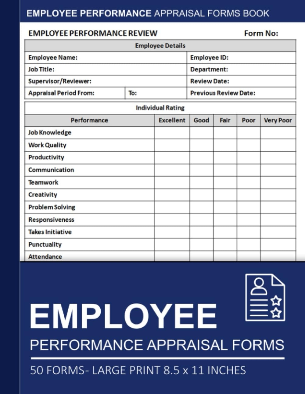 Employee Performance Appraisal Forms Book Employee Job Performance Review And Evaluation Form 50 Forms Publishing Guibi Ta Amazon Books