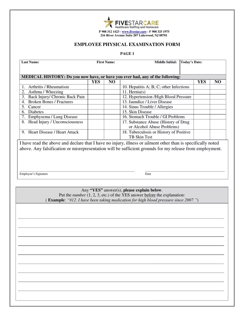 Employee Physical Form Fill Out Printable PDF Forms Online