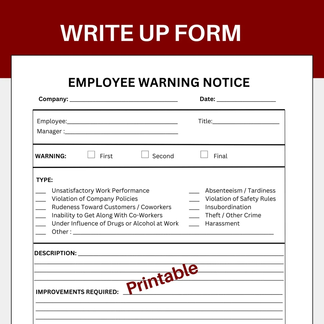 Employee Write Up Form Staff Write Up Form Employee Write Up Format Write Up Form Write Up Paperwork Written Write Up Form Write Up Etsy Employee Write Up Form Staff Write Up Form Employee Write Up Format Write Up Form Write Up Paperwork Written Write Up Form Write Up Etsy