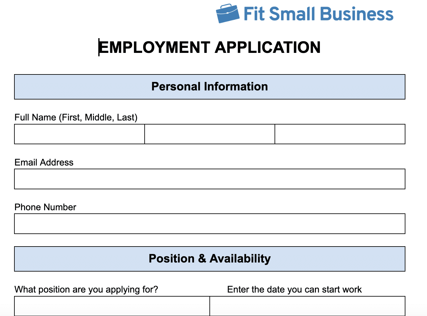 Printable Application Form Download