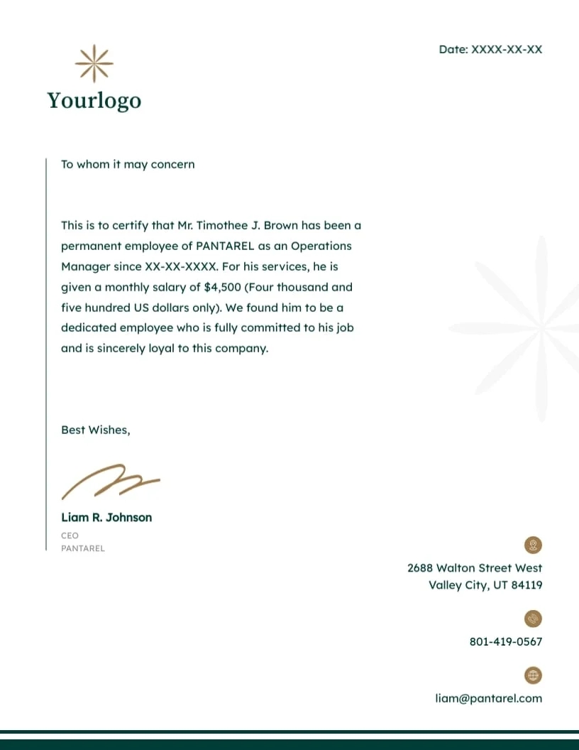 Printable Employment Verification Form