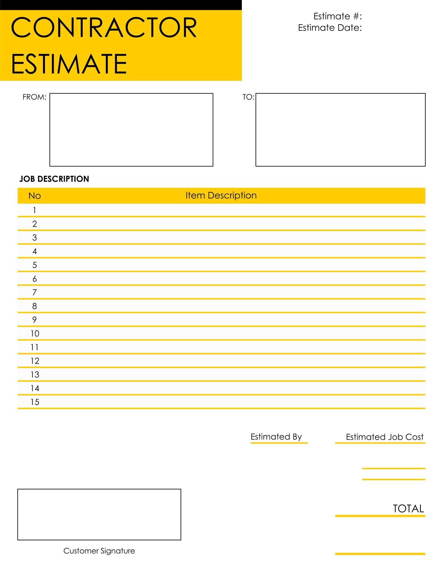 Estimate Templates Blank Downloadable 10 Free PDF Printables Printablee
