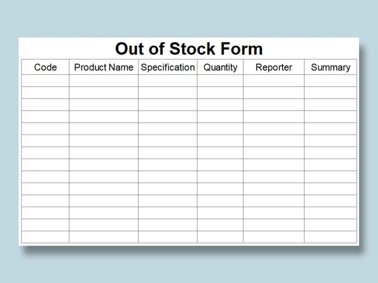EXCEL Of Simple Stock Form xlsx WPS Free Templates