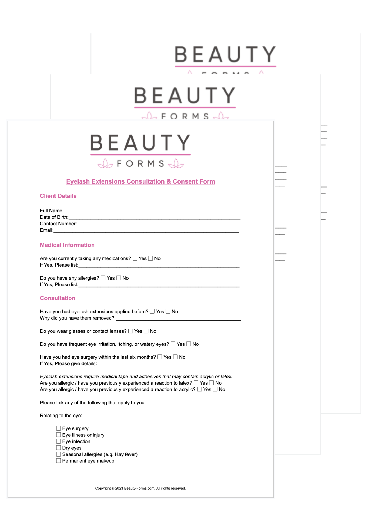 Eyelash Extensions Consent PDF Printable PDF Download Eyelash Extensions Consent PDF Printable PDF Download