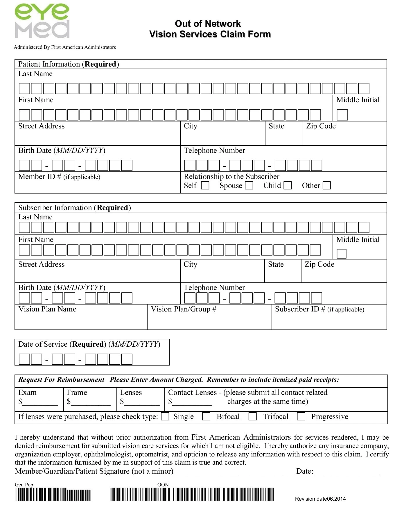 EyeMed Out Of Network Vision Services Claim Form Pages 1 4 Flip PDF Download FlipHTML5