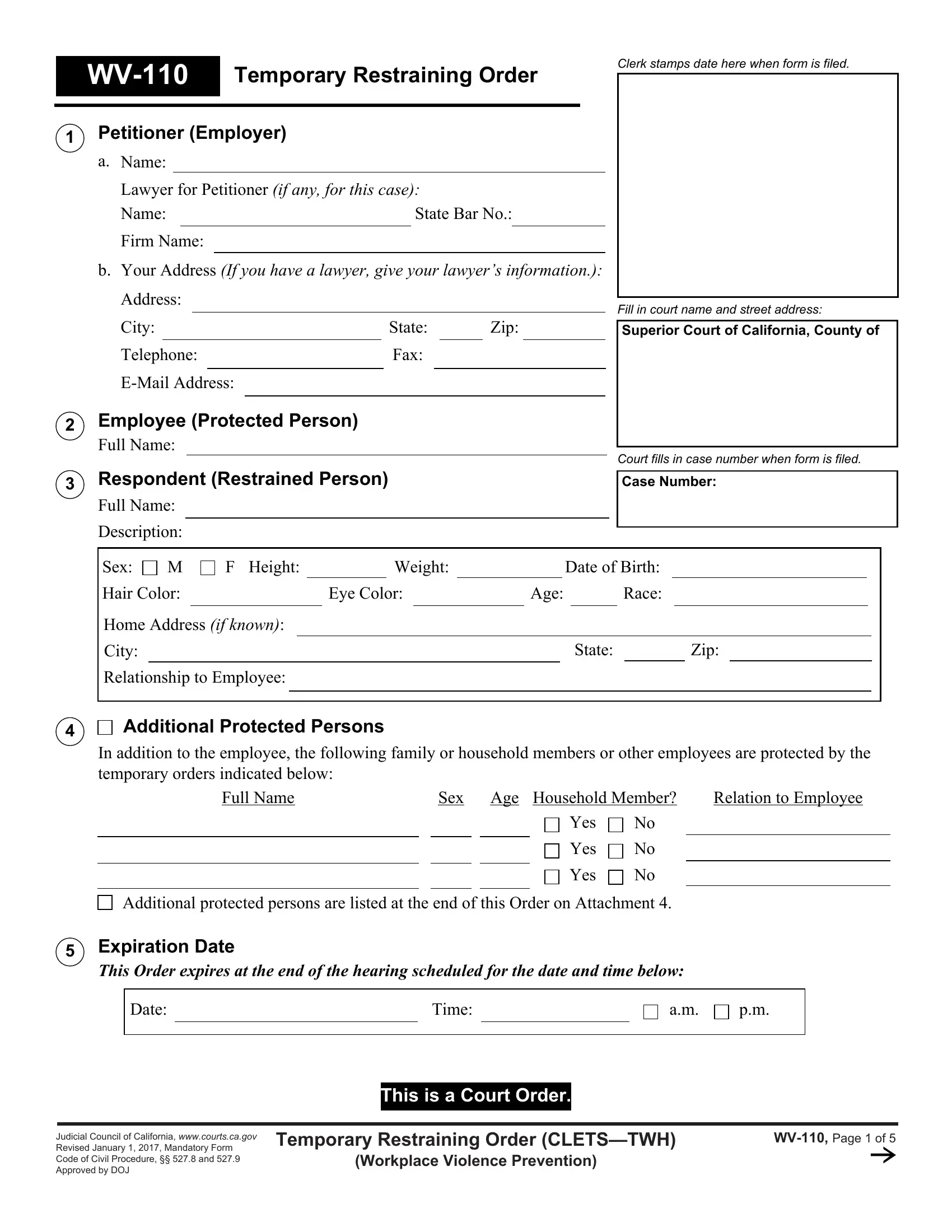 Fake Restraining Order Form Fill Out Printable PDF Forms Online