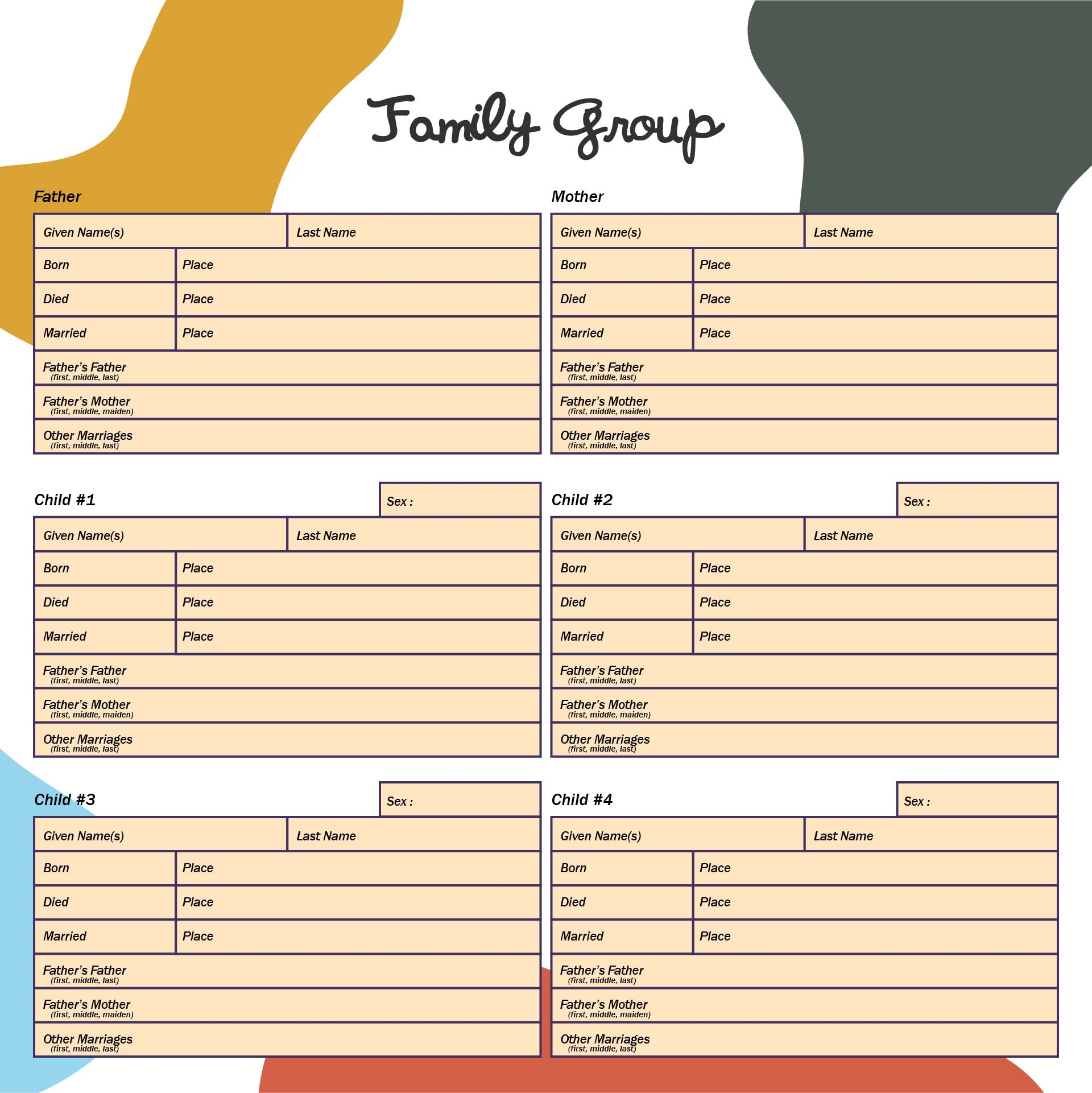 Family Tree Sheets 10 Free PDF Printables Printablee
