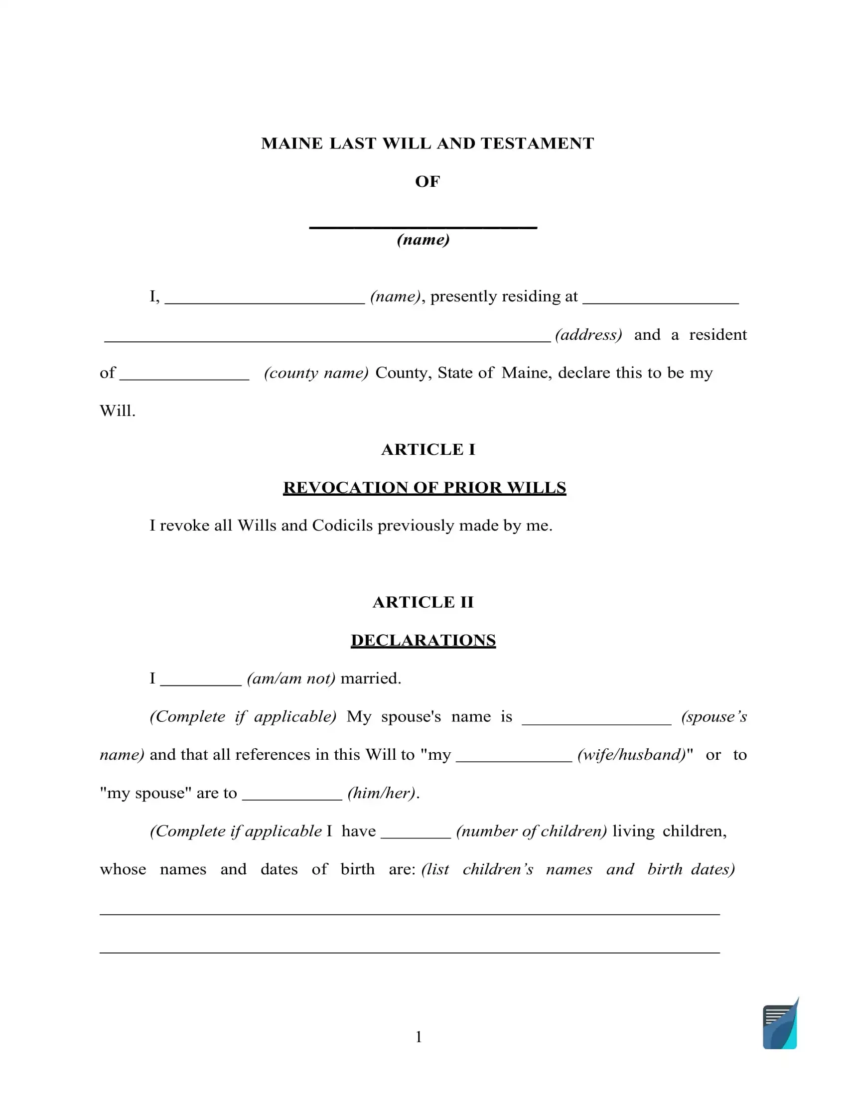 Fillable Maine Last Will And Testament Form Free FormsPal Fillable Maine Last Will And Testament Form Free FormsPal