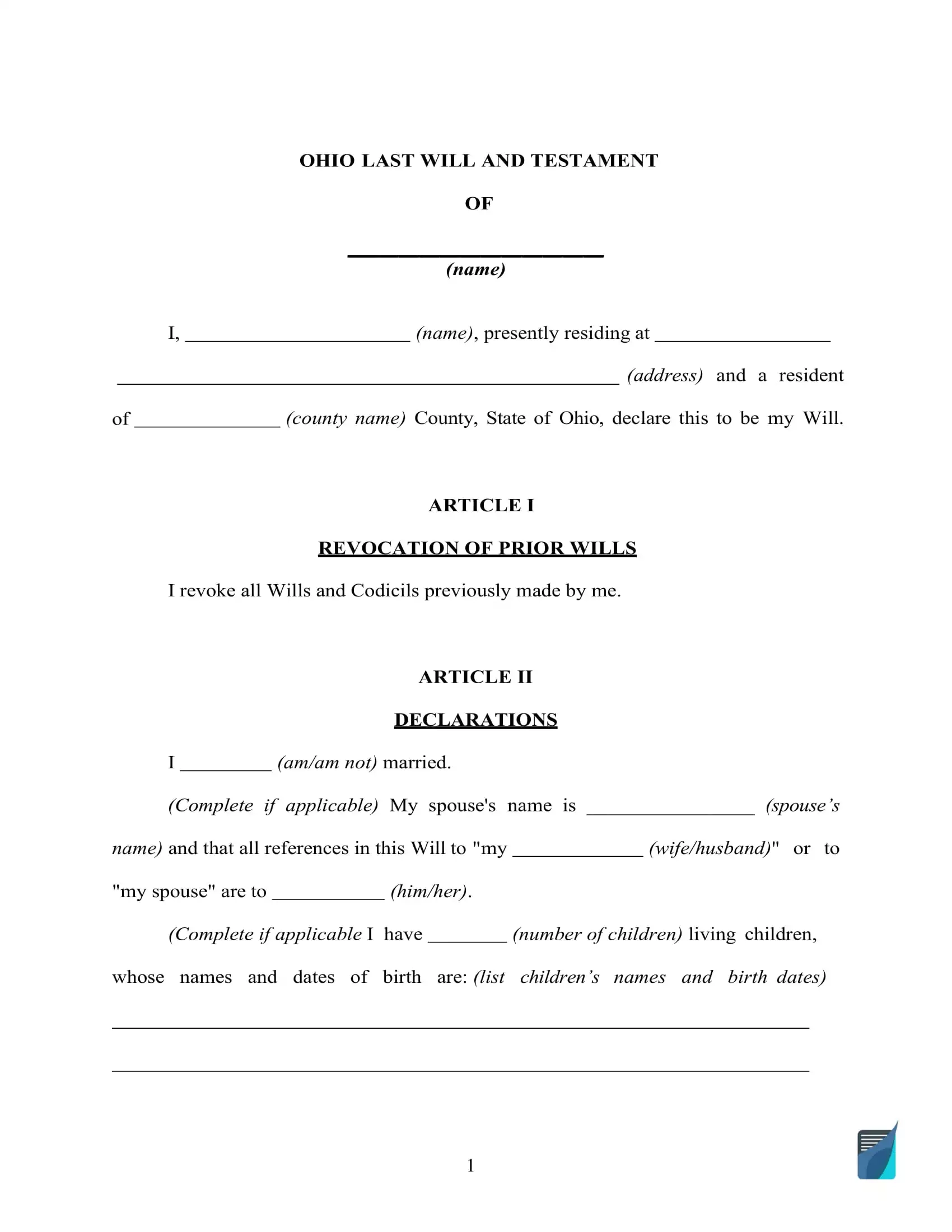 Fillable Ohio Last Will And Testament Form Free FormsPal Fillable Ohio Last Will And Testament Form Free FormsPal