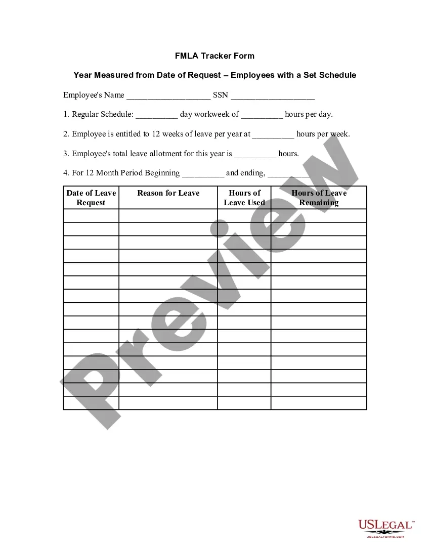 FMLA Tracker Form Calendar Fiscal Year Method Fmla US Legal Forms