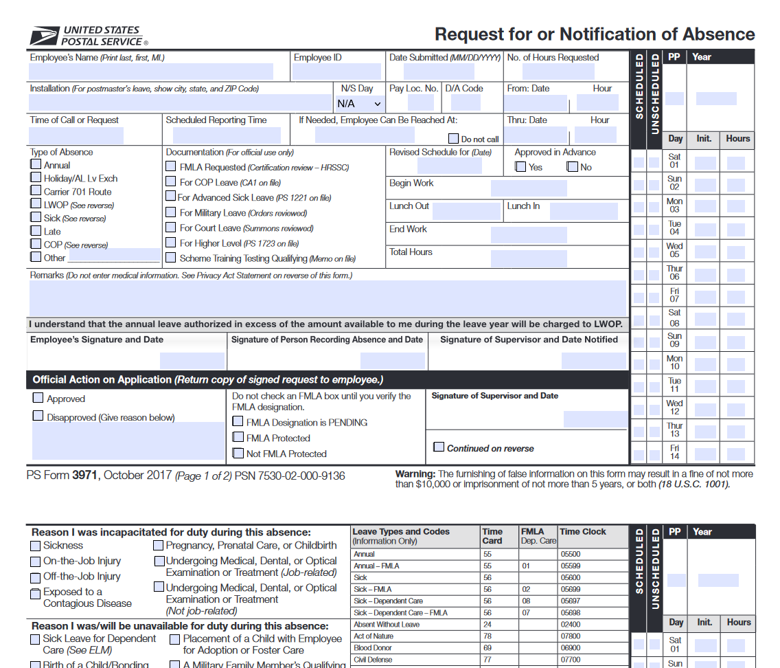Form 3971 Request For Or Notification Of Absence Forms Docs 2023