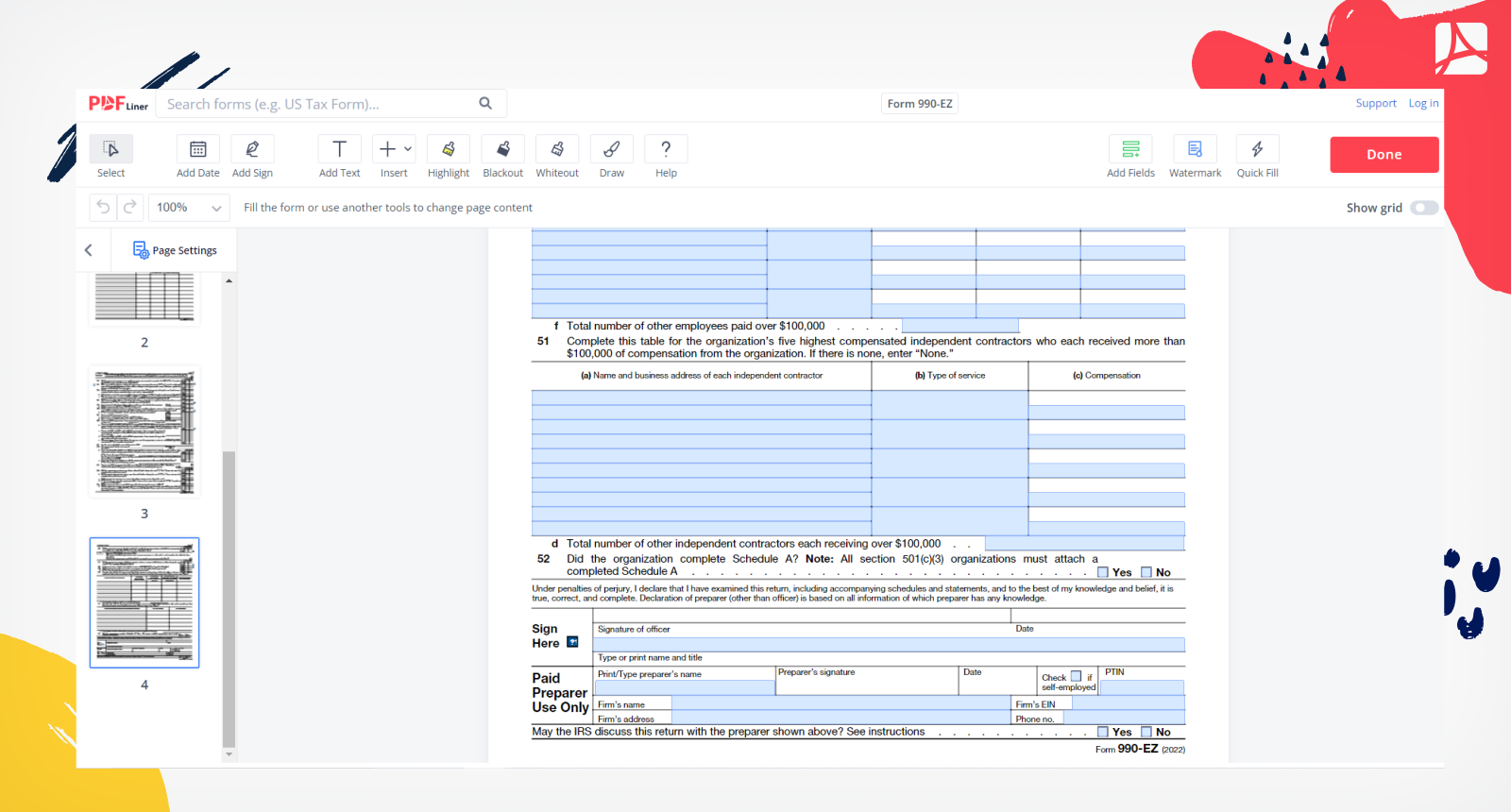 Printable 990 Ez Form