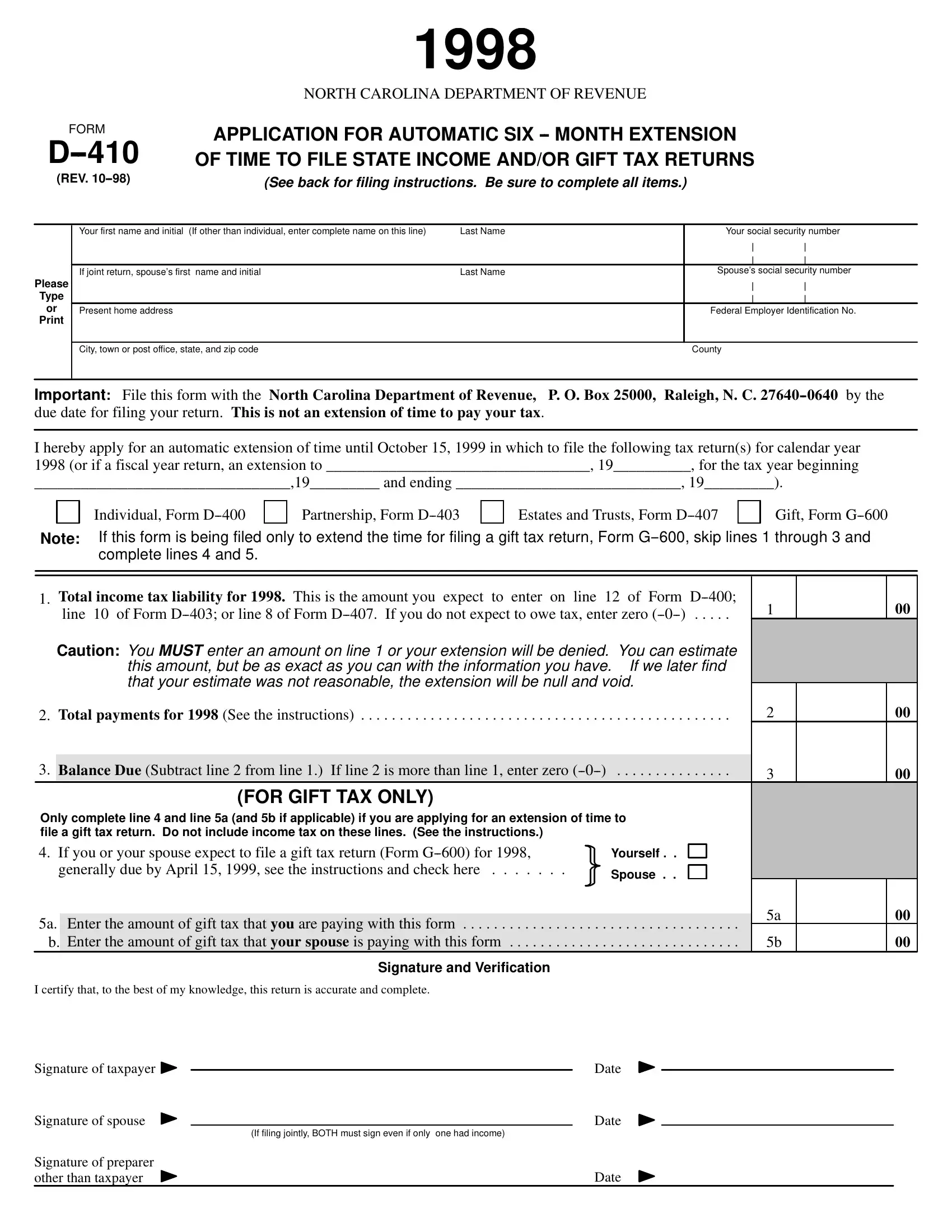 Form D 410 Fill Out Printable PDF Forms Online